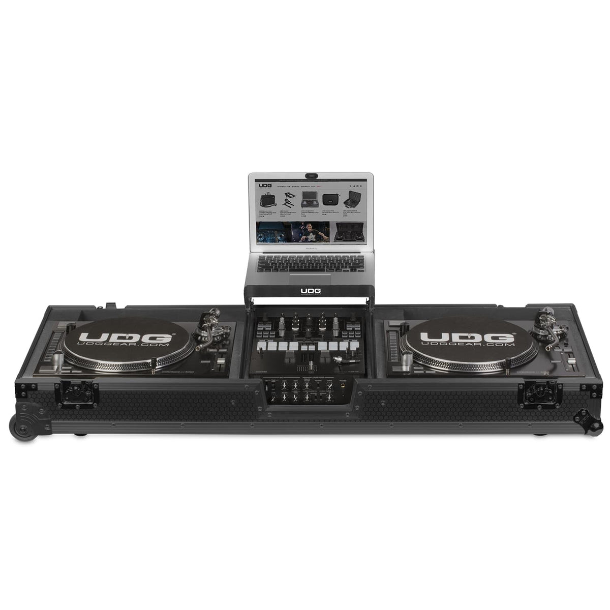 UDG Ultimate Flight Case Set PLX9/SL1200 Black MK2 Plus (Laptop Shelf & Wheels)