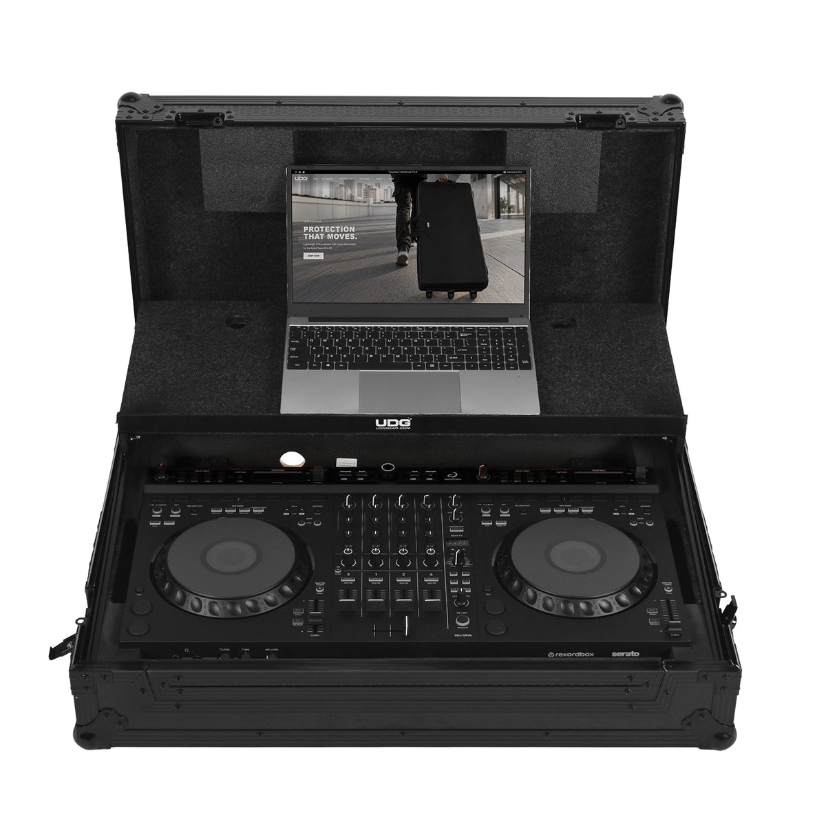 UDG Ultimate Flight Case AlphaTheta DDJ-GRV6 Black Plus (Laptop Shelf)
