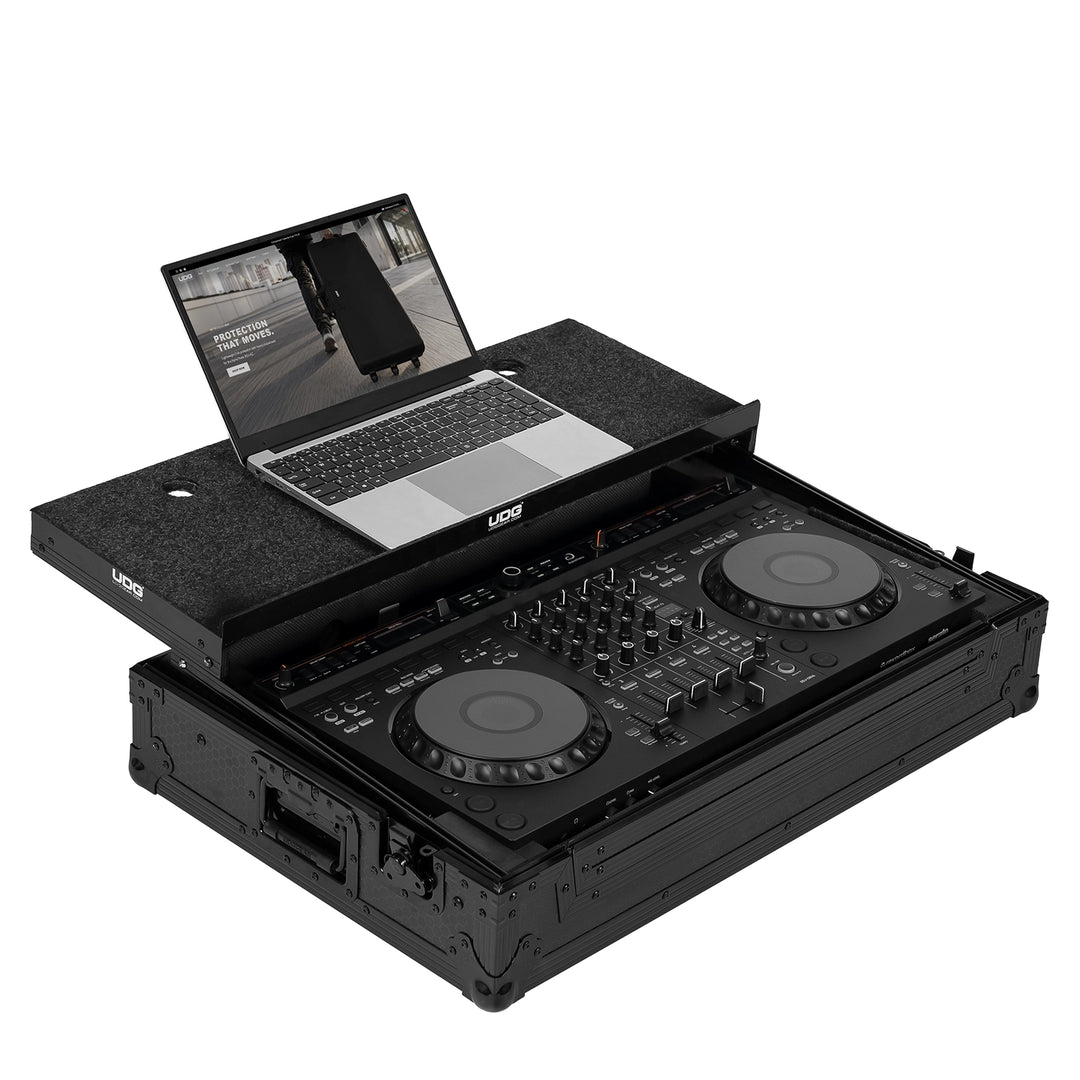 UDG Ultimate Flight Case AlphaTheta DDJ-GRV6 Black Plus (Laptop Shelf)