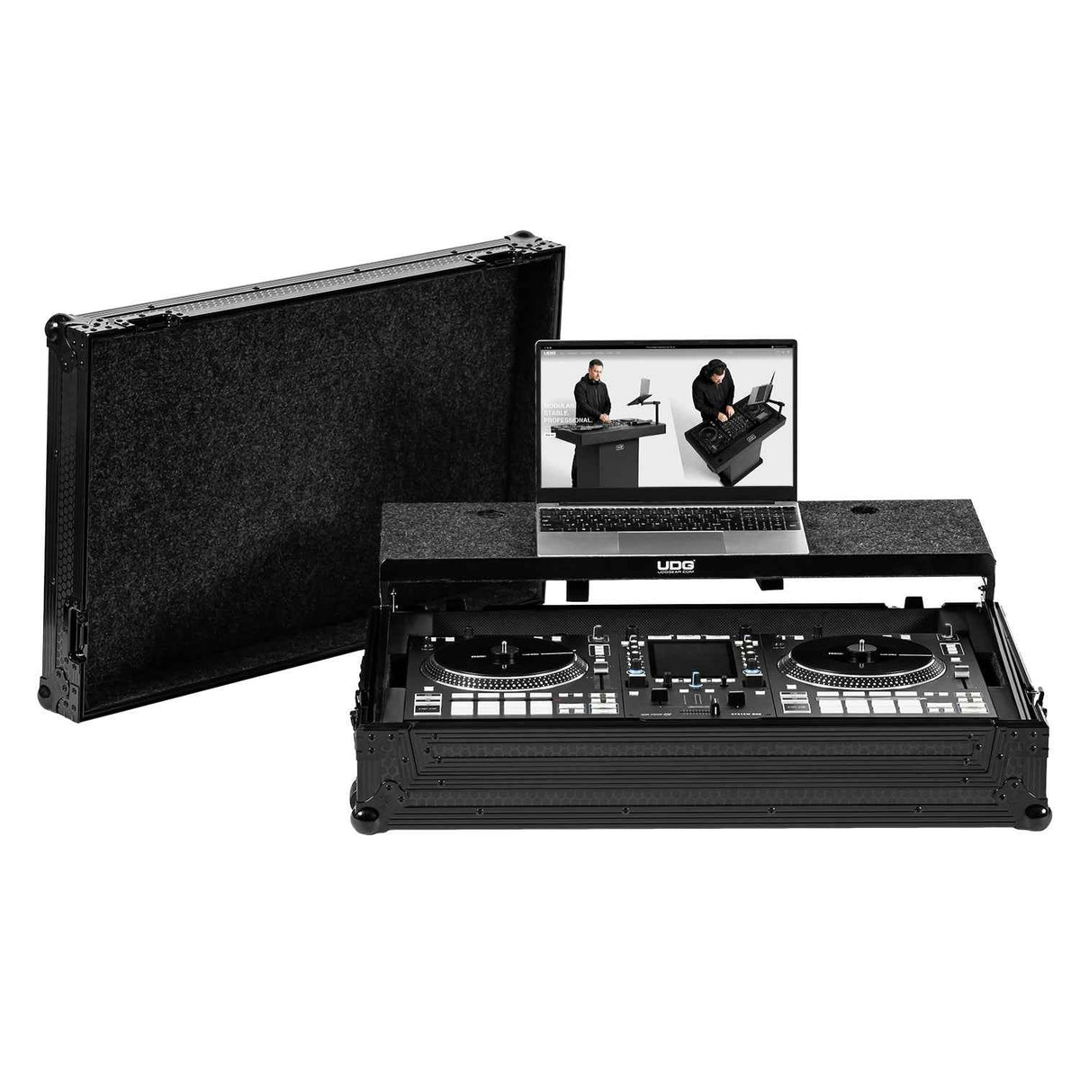 UDG Ultimate Flight Case Rane SYSTEM ONE Black Plus (Laptop Shelf + Wheels)