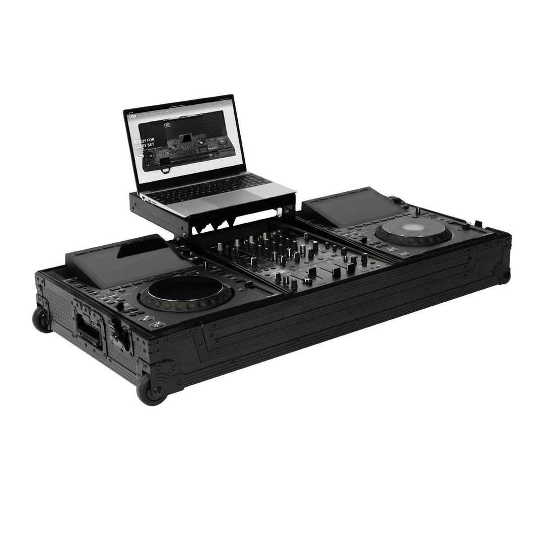 UDG Ultimate Flight Case Set AlphaTheta CDJ-3000X/DJM-V5 Black Plus (Laptop Shelf + Wheels)
