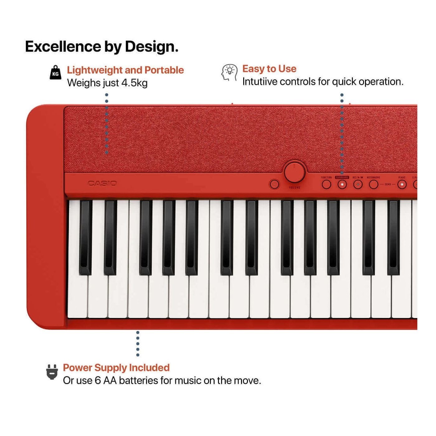 Casio CT-S1 Casiotone Series Keyboard (Red)