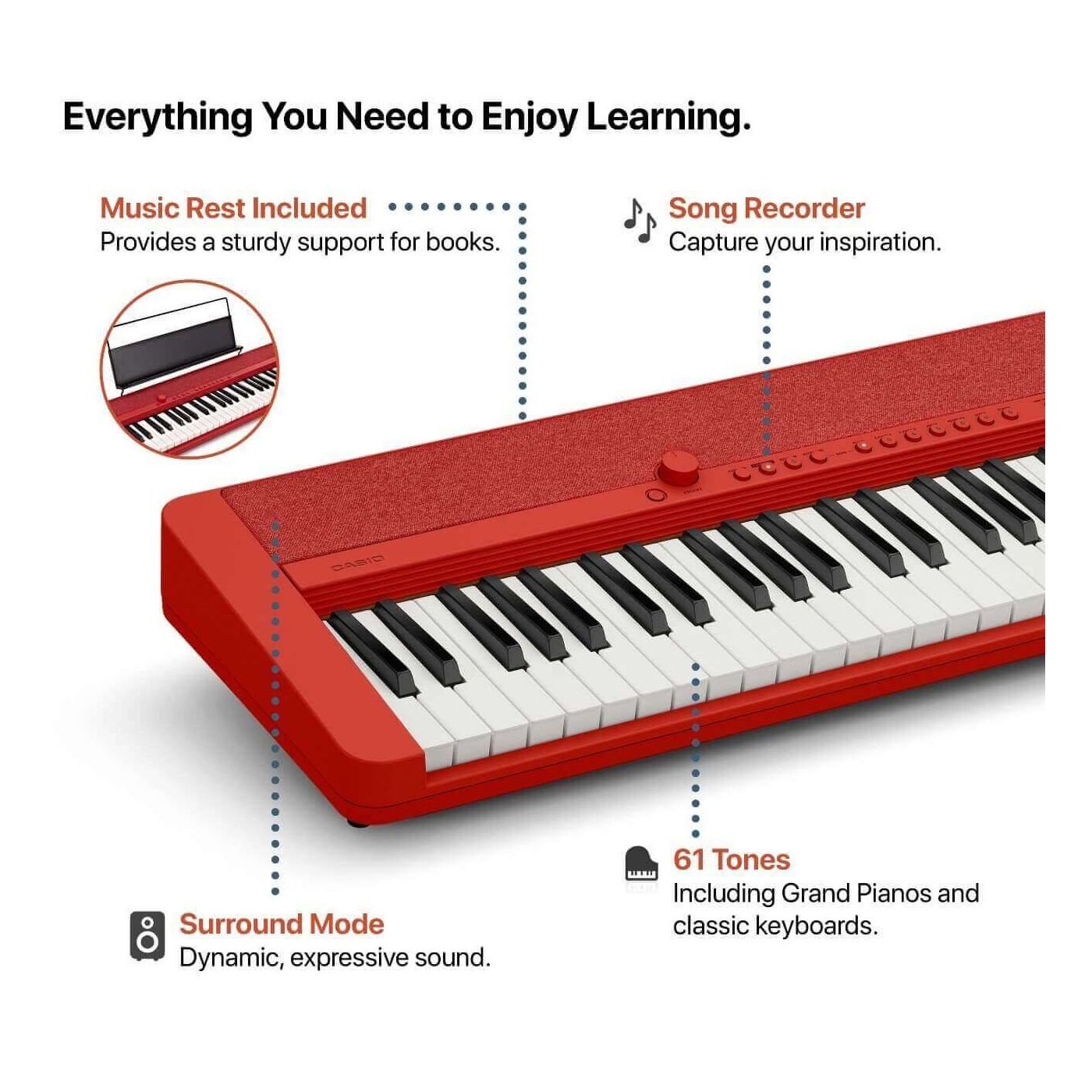Casio CT-S1 Casiotone Series Keyboard (Red)